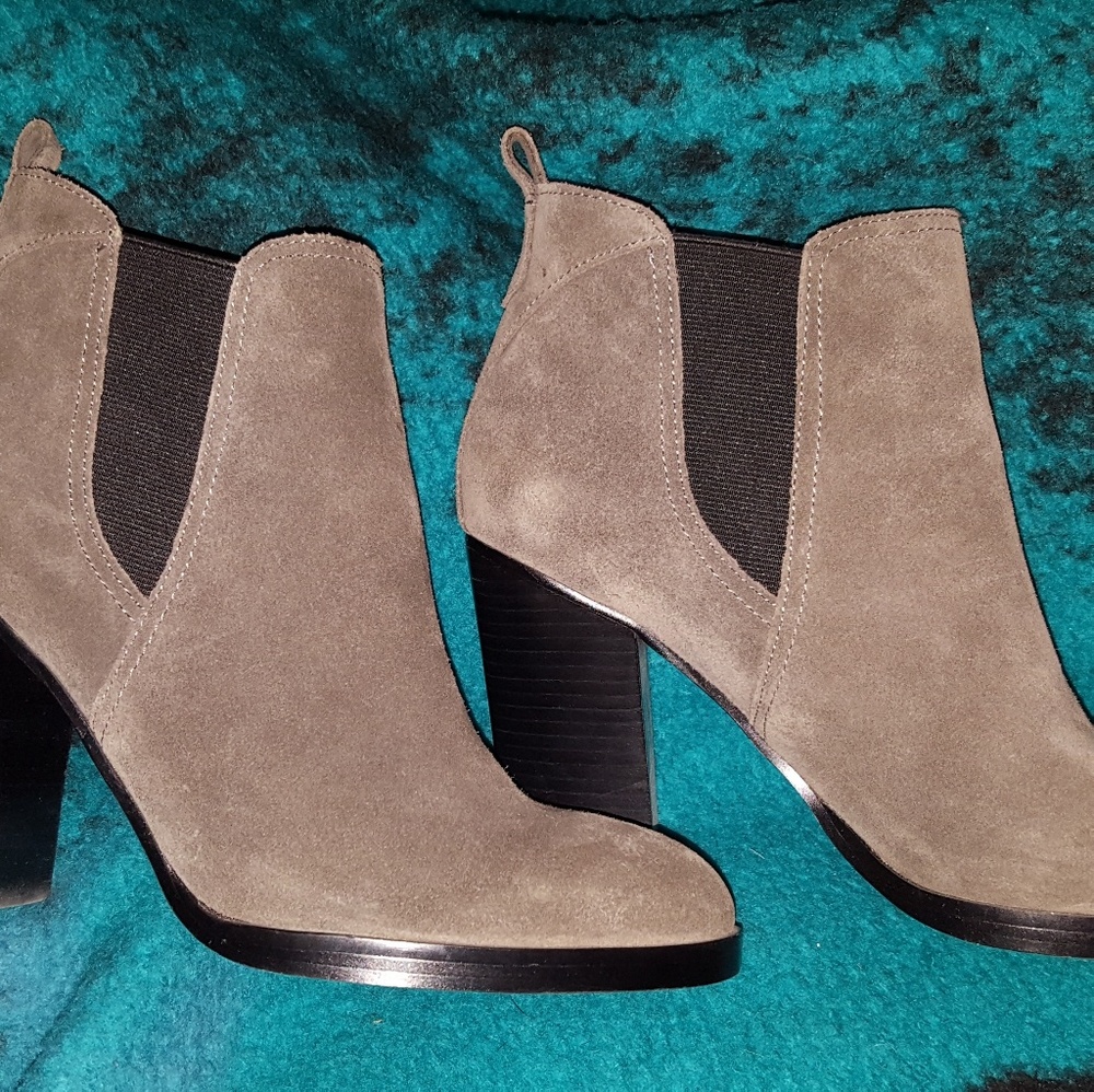 Gray suede leather booties